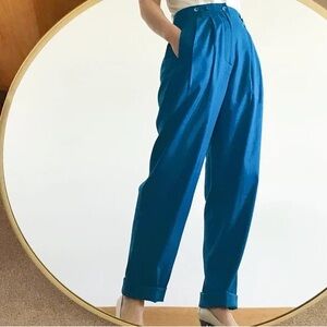 J. Peterman Blue High-Waisted Trousers
